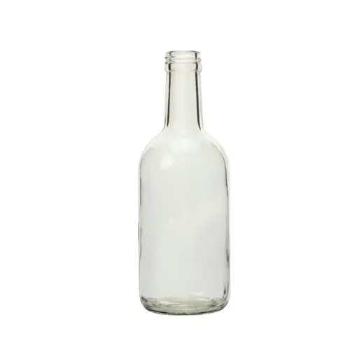 Long neck clear reusable glass wine bottle
